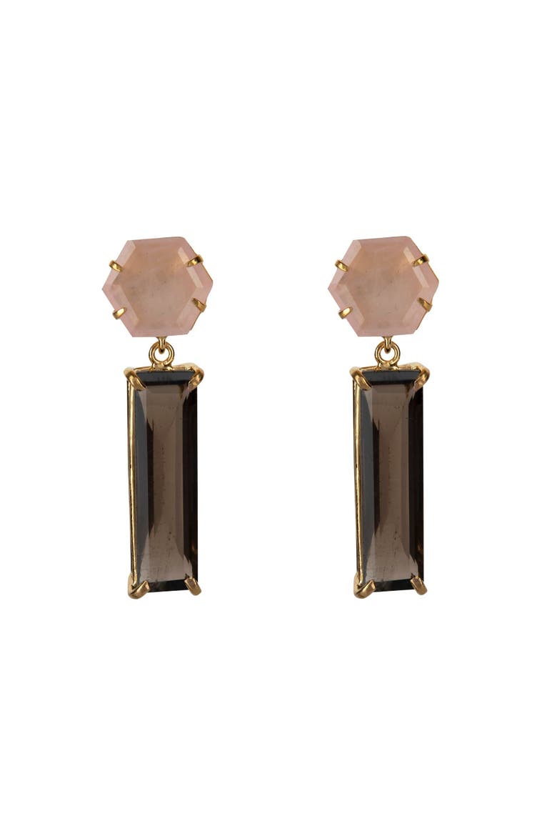 Chicago Interchangeable Drop Earrings, Main, color, Brown & Pink