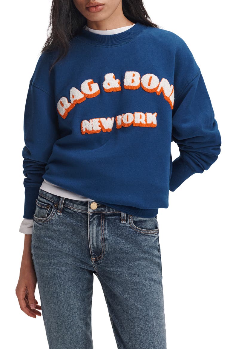 Oversize Logo Graphic Sweatshirt, Main, color, NAVYBLUE
