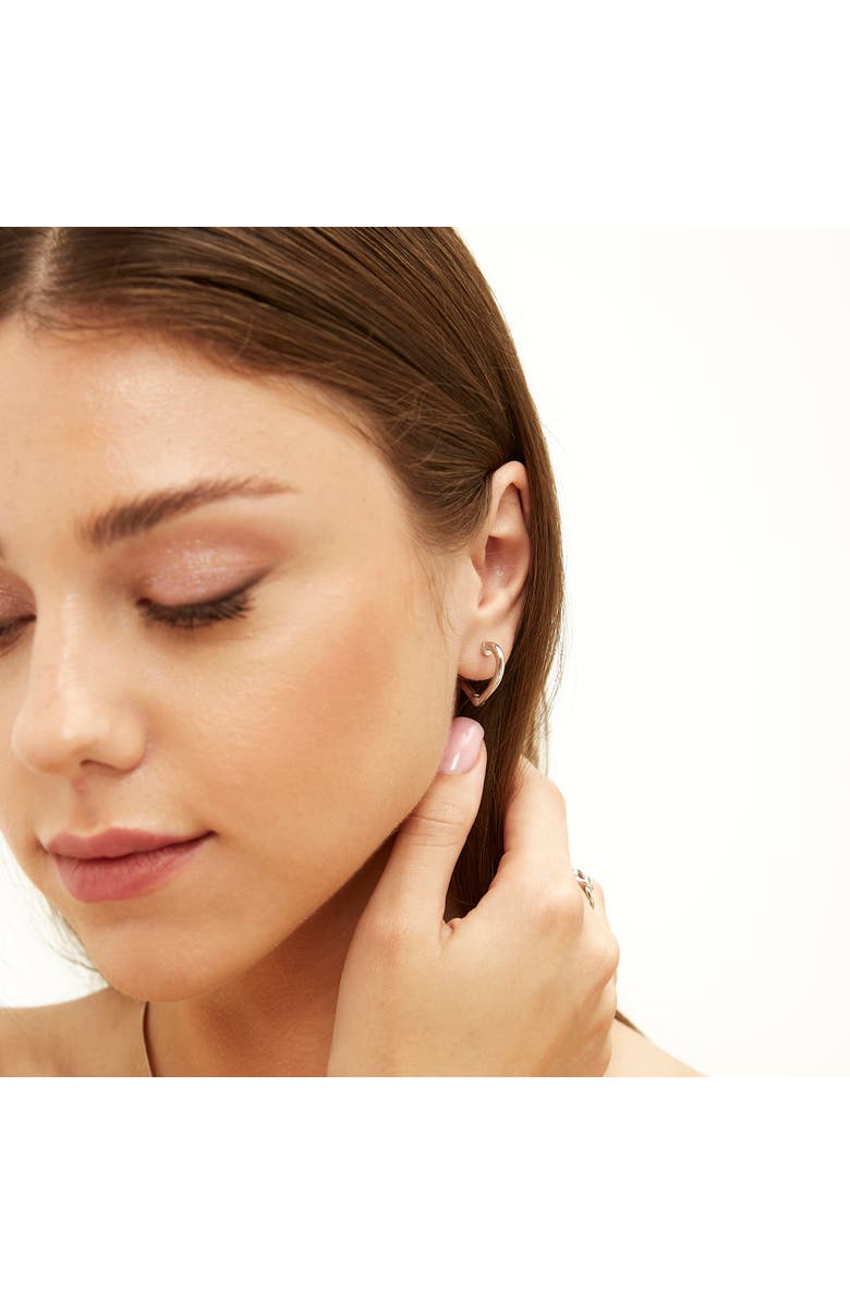 Spero London Sterling Silver Heart Hoop Earrings, Alternate, color, Silver