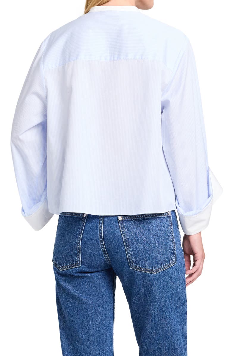 TWP The Beau Button-Up Roll Sleeve Shirt, Alternate, color, Blue Haven / White