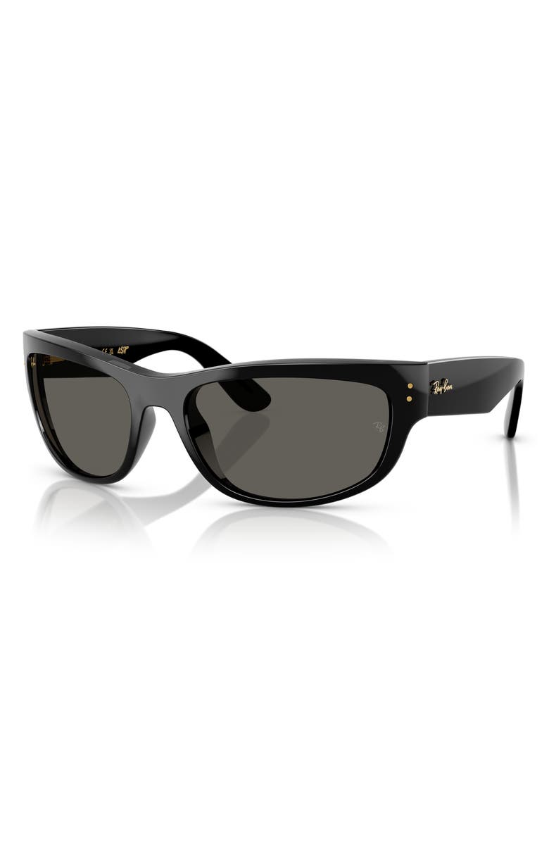Ray-Ban x A$AP Rocky Blacked Out Mega Balorama 63mm Rectangle Sunglasses, Alternate, color, Black/ Dark Grey