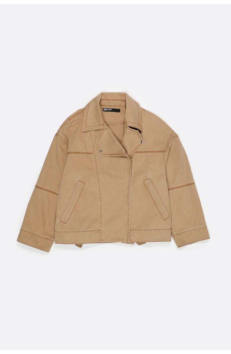 Bimba y Lola Washed Double-Breasted Jacket, Alternate, color, Camel
