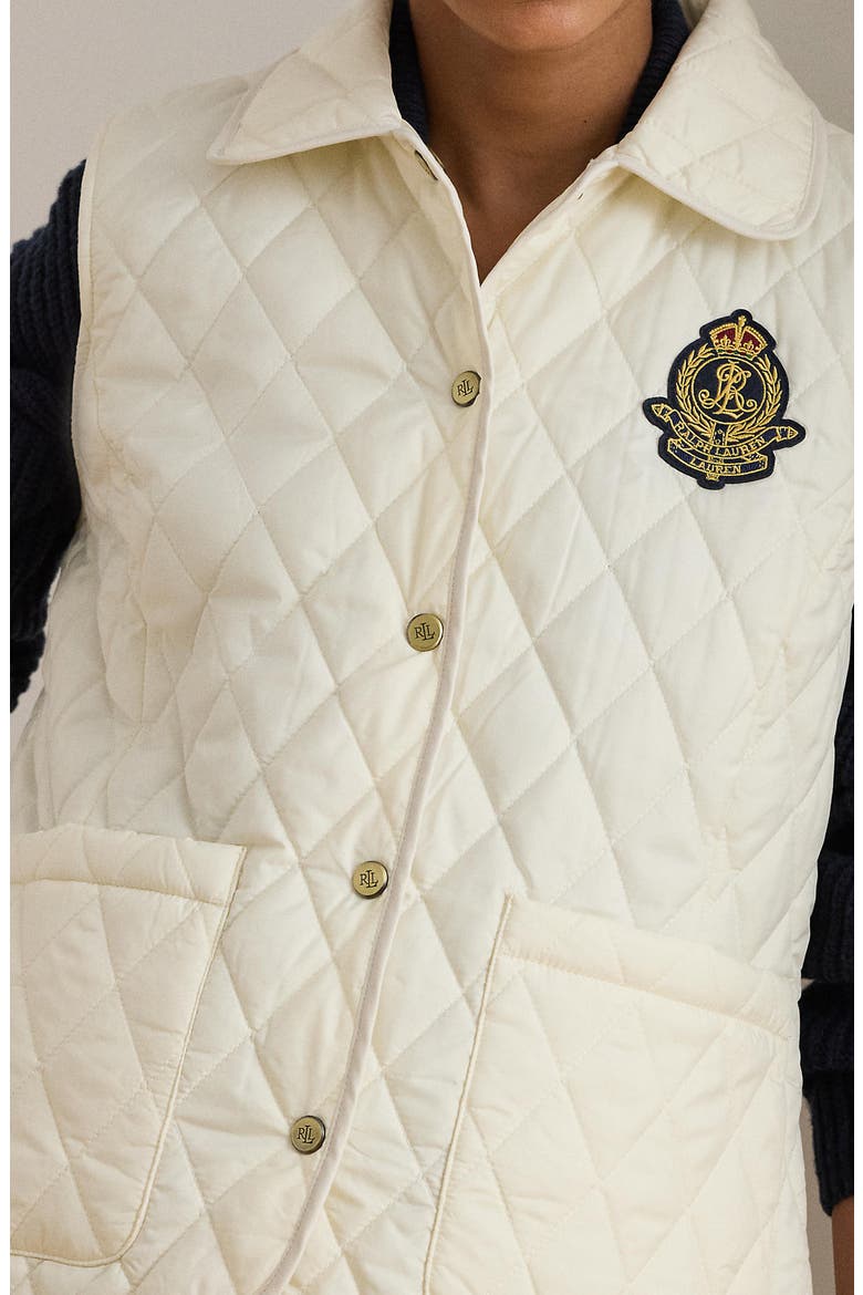Crested Quilted Vest, Alternate, color, CREAM