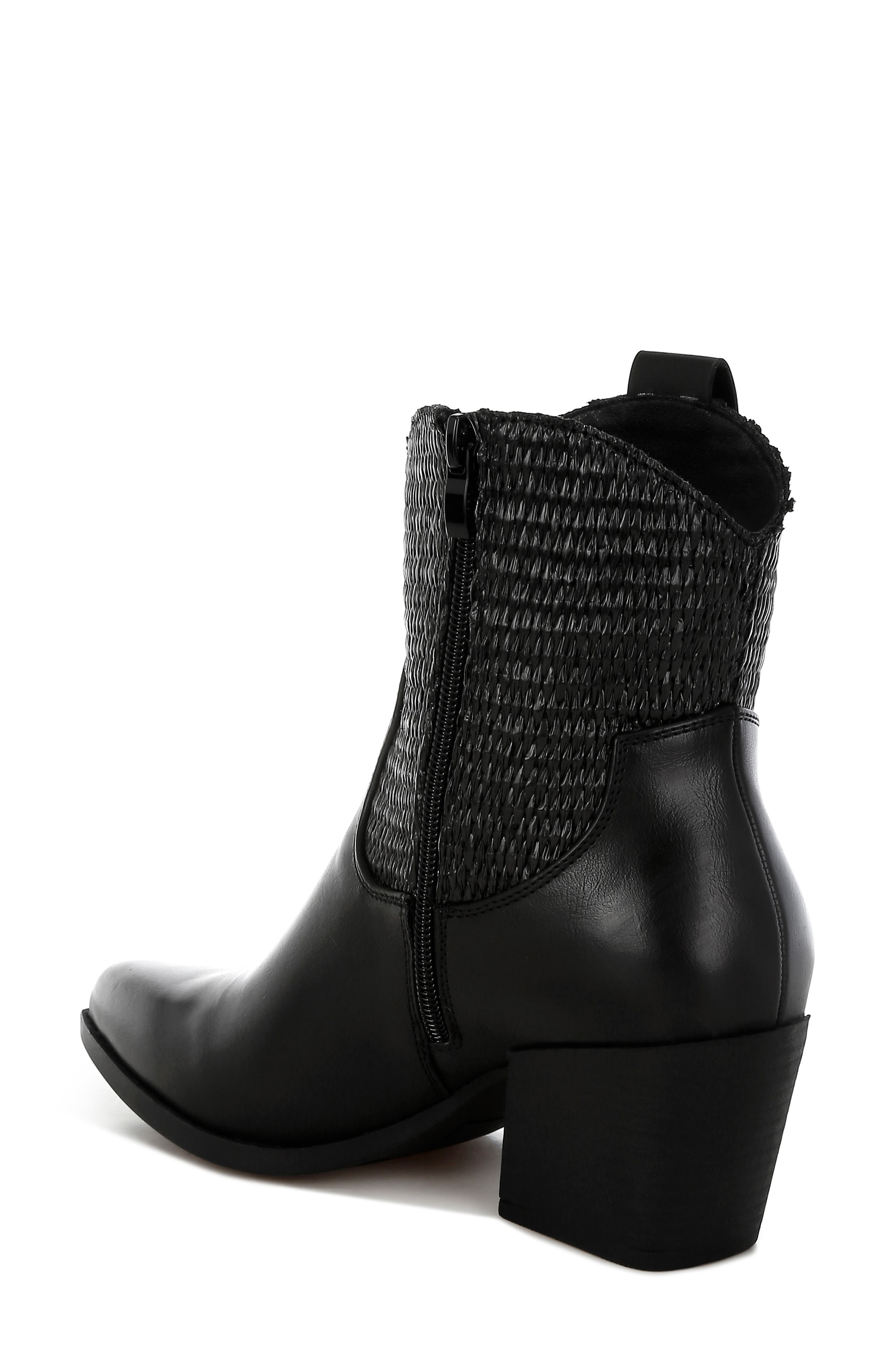 LONDON RAG Big Mood Raffia Western Boot, Alternate, color, Black