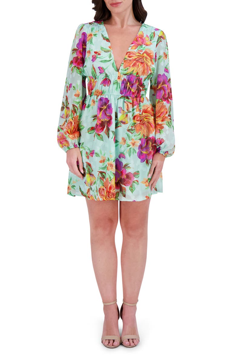 Siena Printed Burnout Long Sleeve Dress, Main, color, Mint