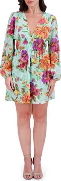 Siena Printed Burnout Long Sleeve Dress