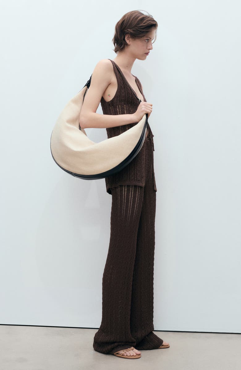 MANGO Openwork Knit Pull-On Straight Leg Pants, Alternate, color,