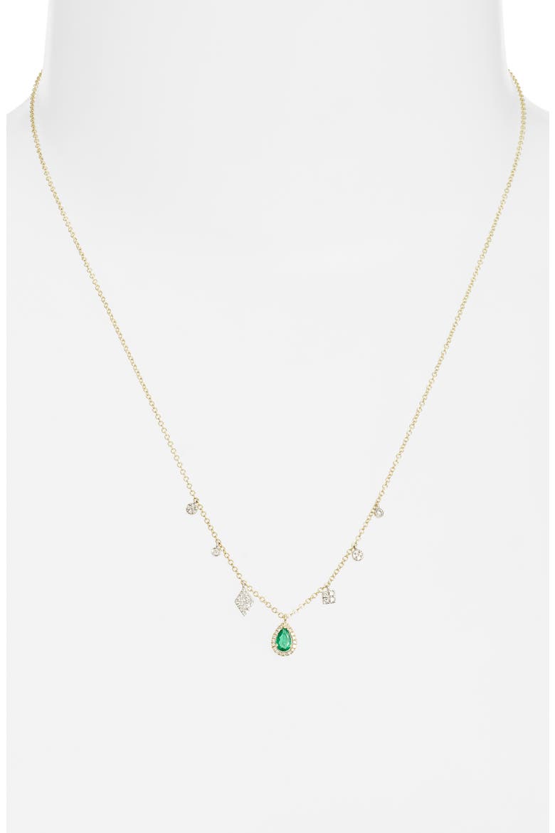 Diamond & Emerald Pendant Necklace, Alternate, color, YELLOW