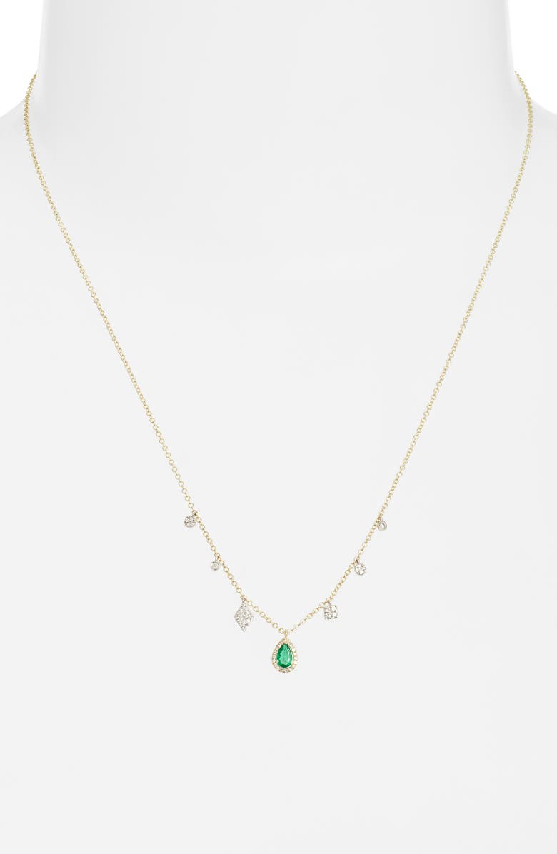 Meira T Diamond & Emerald Pendant Necklace, Alternate, color, Yellow