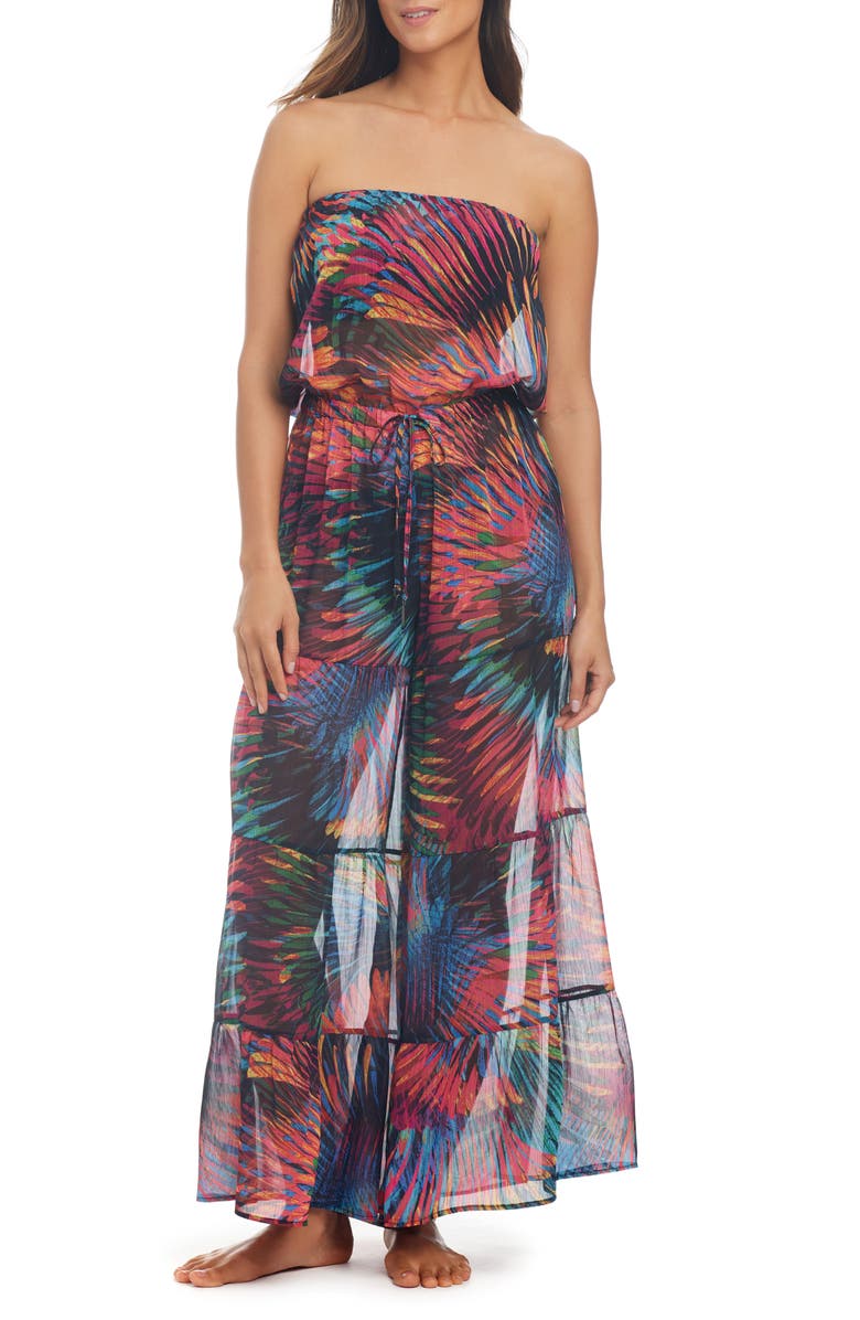 BLEU by Rod Beattie Tiered Blouson Cover-Up Jumpsuit, Main, color, 