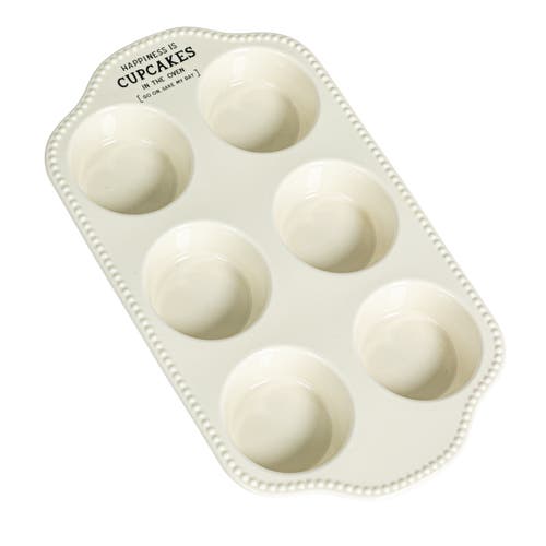 Storied Home Cupcake Bliss Stoneware Muffin Pan In White