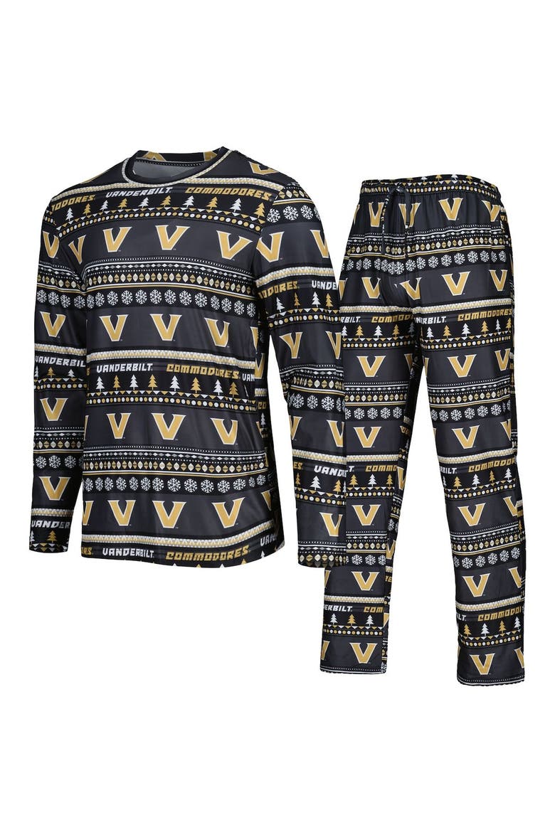 Men's Concepts Sport Black Vanderbilt Commodores Swivel Long Sleeve T-Shirt & Pants Sleep Set, Alternate, color, Black