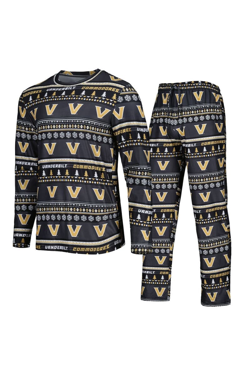 CONCEPTS SPORT Men's Concepts Sport Black Vanderbilt Commodores Swivel Long Sleeve T-Shirt & Pants Sleep Set, Alternate, color, Black