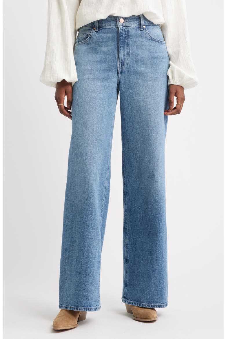 High Waist Denim Wide Leg Jeans, Main, color, BLUE WASH