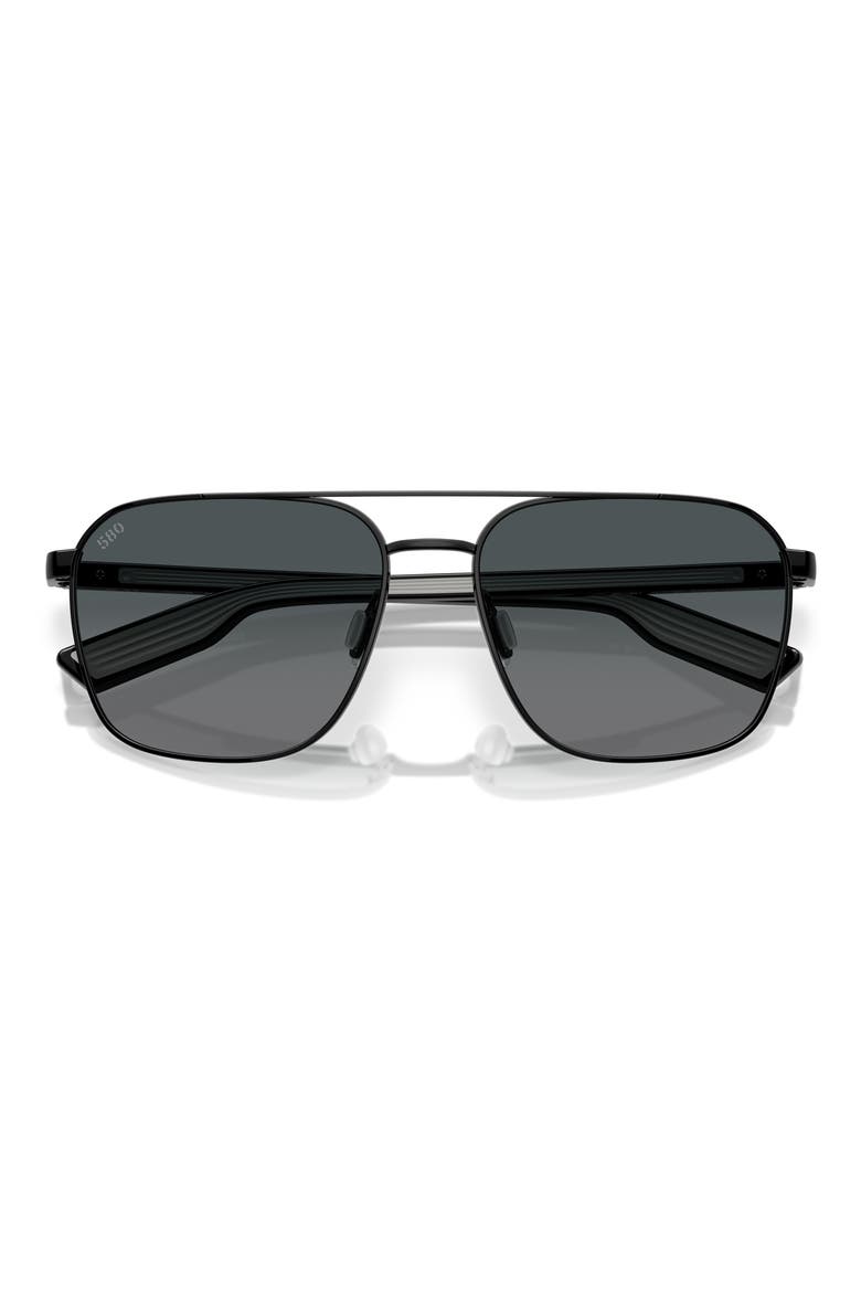 58mm Polarized Gradient Rectangular Sunglasses, Alternate, color, BLACK/ GRAY GRADIENT 580G
