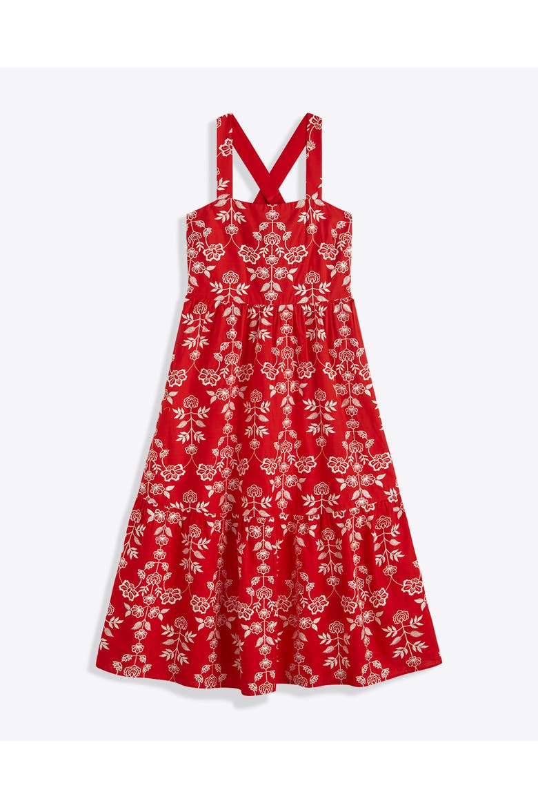 Cynthia Embroidered Midi Dress, Main, color, Red Floral Embroidery