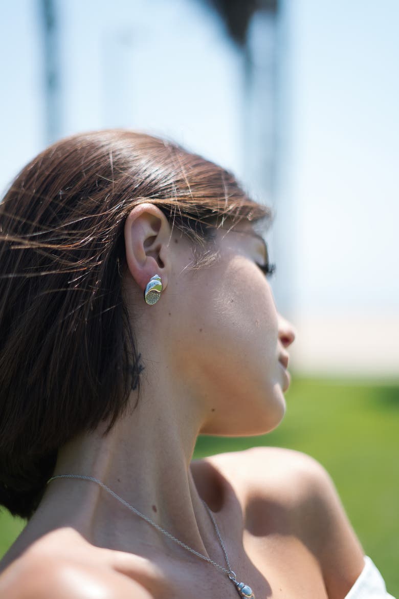 Lexi Crystal Seashell Stud Earrings, Alternate, color, Silver