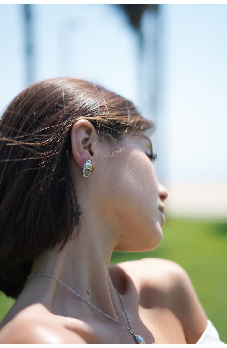 Classicharms Lexi Crystal Seashell Stud Earrings, Alternate, color, Silver