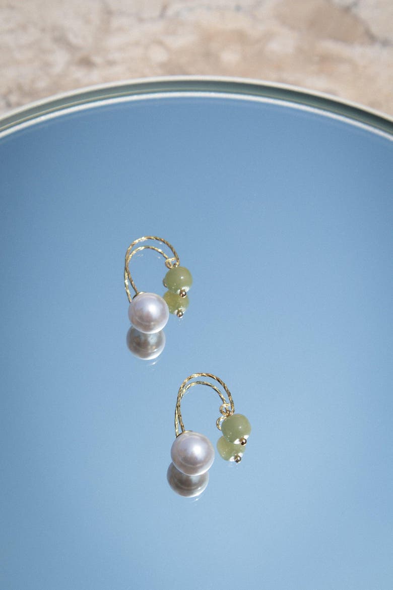 Ana Pearl jade thread earrings, Alternate, color, Light green