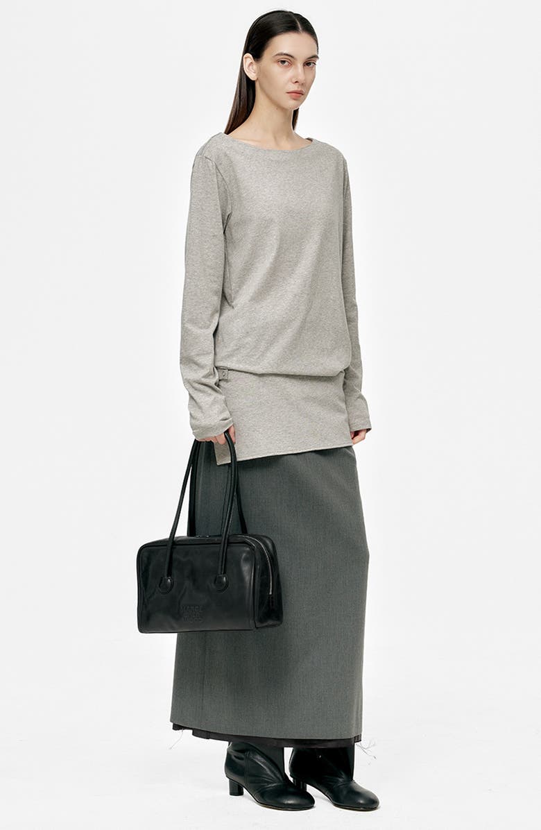 MARGESHERWOOD Boston Leather Shoulder Bag, Alternate, color, Black Pull-Up