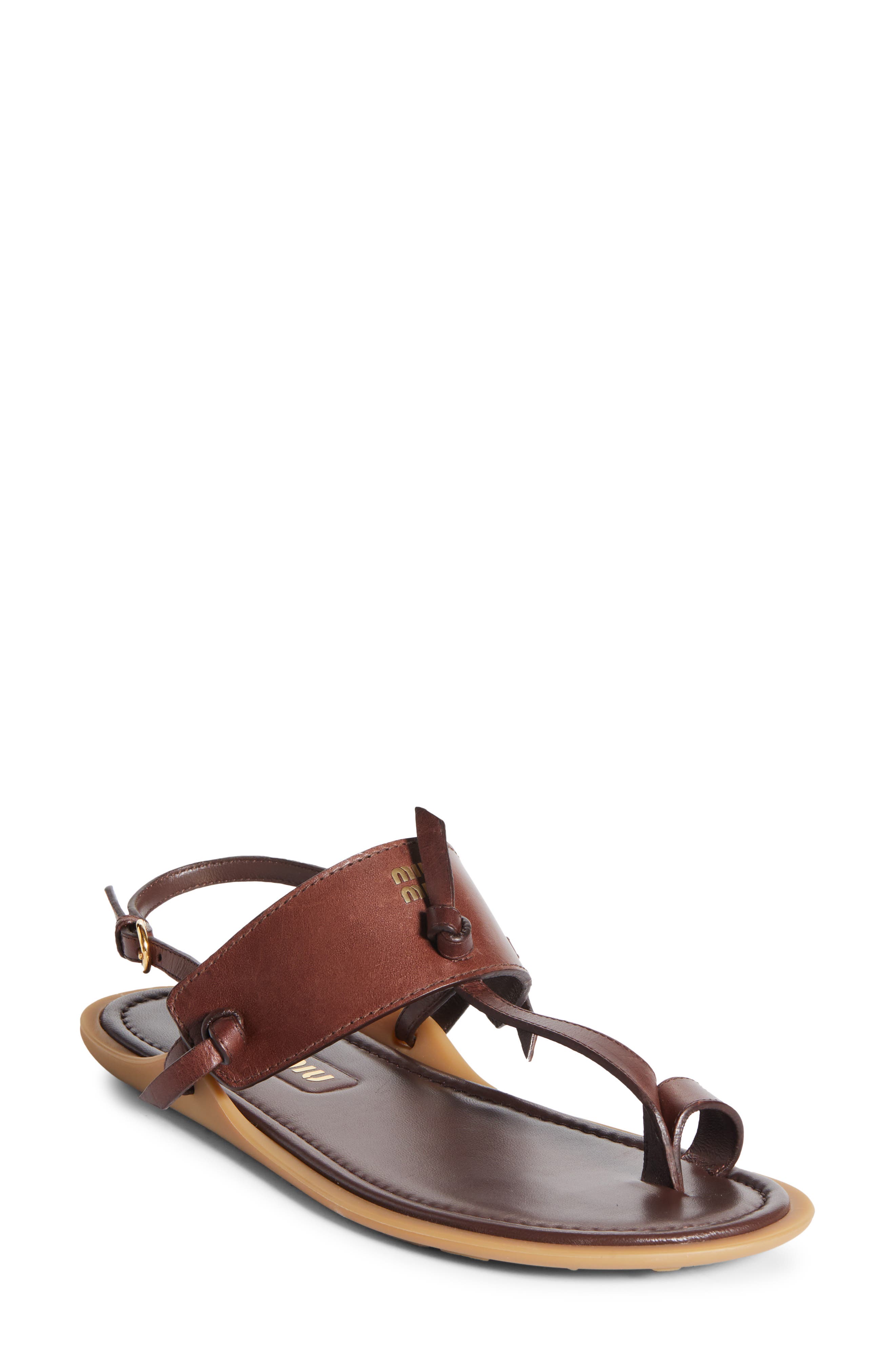 Miu Miu Slingback Sandal, Main, color, Brown