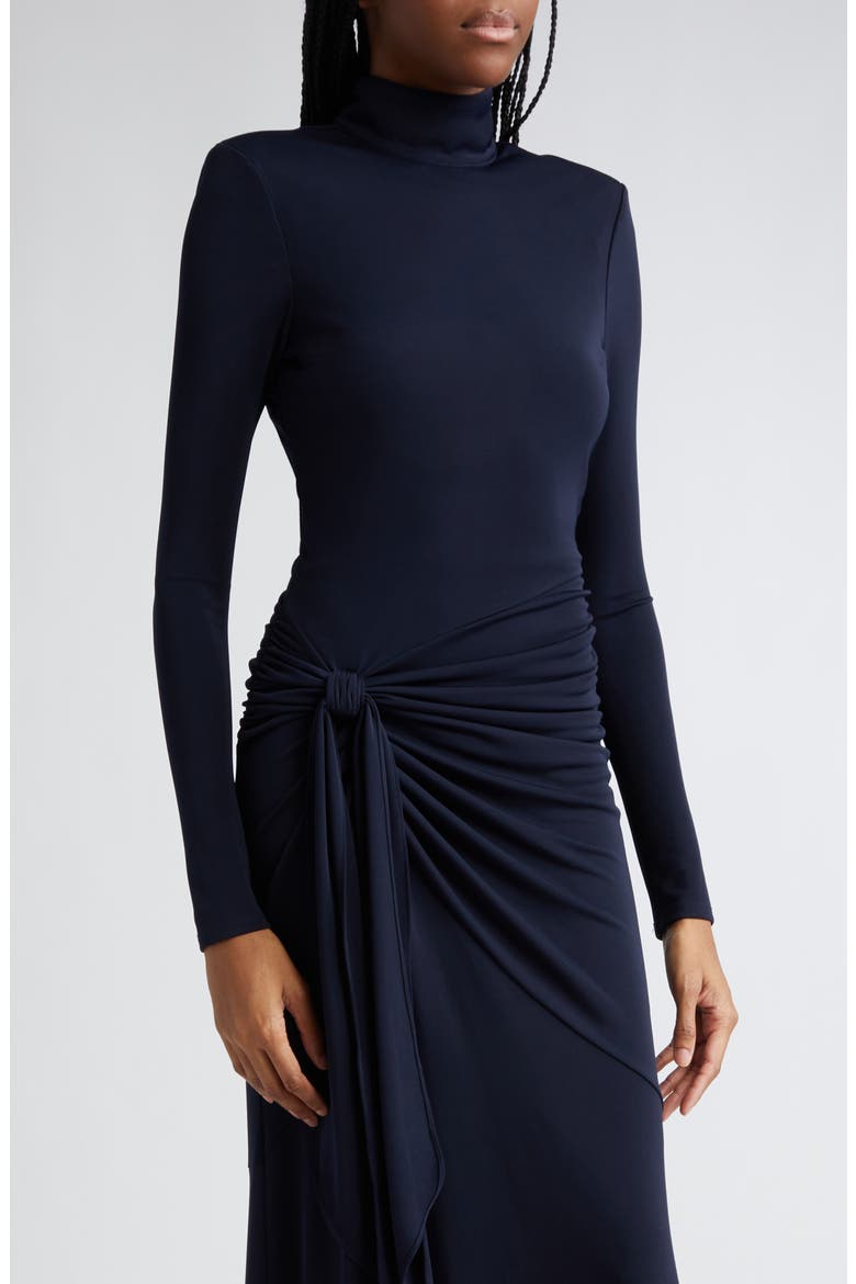 Johnson Side Ruched Long Sleeve Jersey Dress, Alternate, color, NAVY
