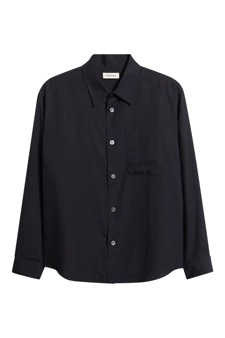 Solid Button-Up Shirt, Alternate, color, DARK NAVY