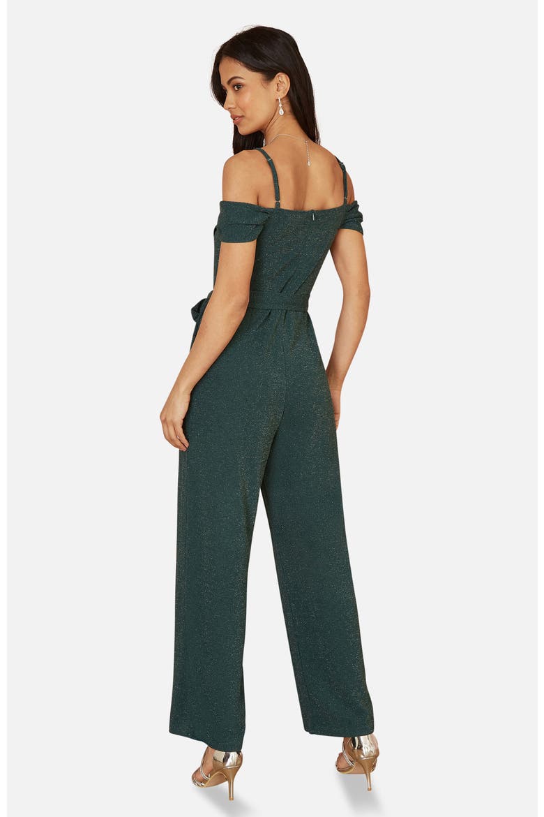 Sparkle Stretch Bardot Jumpsuit, Alternate, color, Green