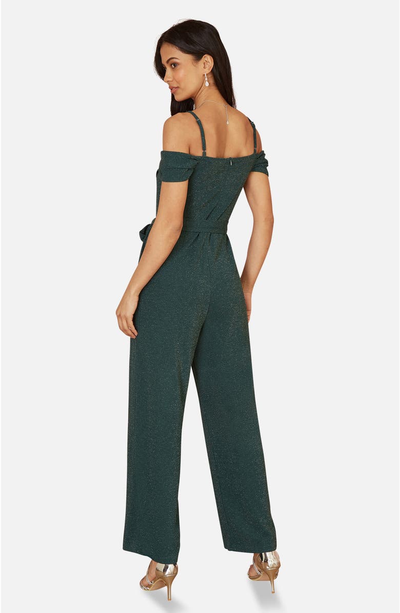 Yumi Sparkle Stretch Bardot Jumpsuit, Alternate, color,