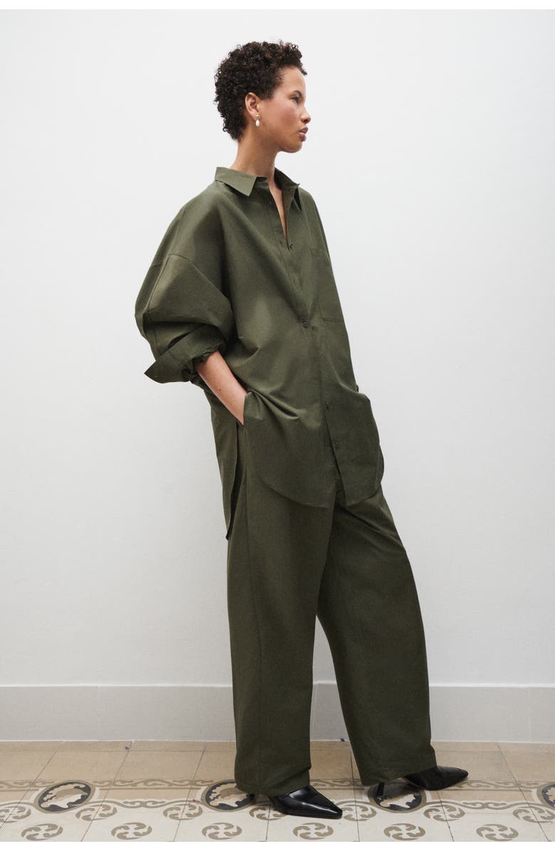 SILK LAUNDRY COTTON SILK ROUND SHIRT PINE, Alternate, color, Pine