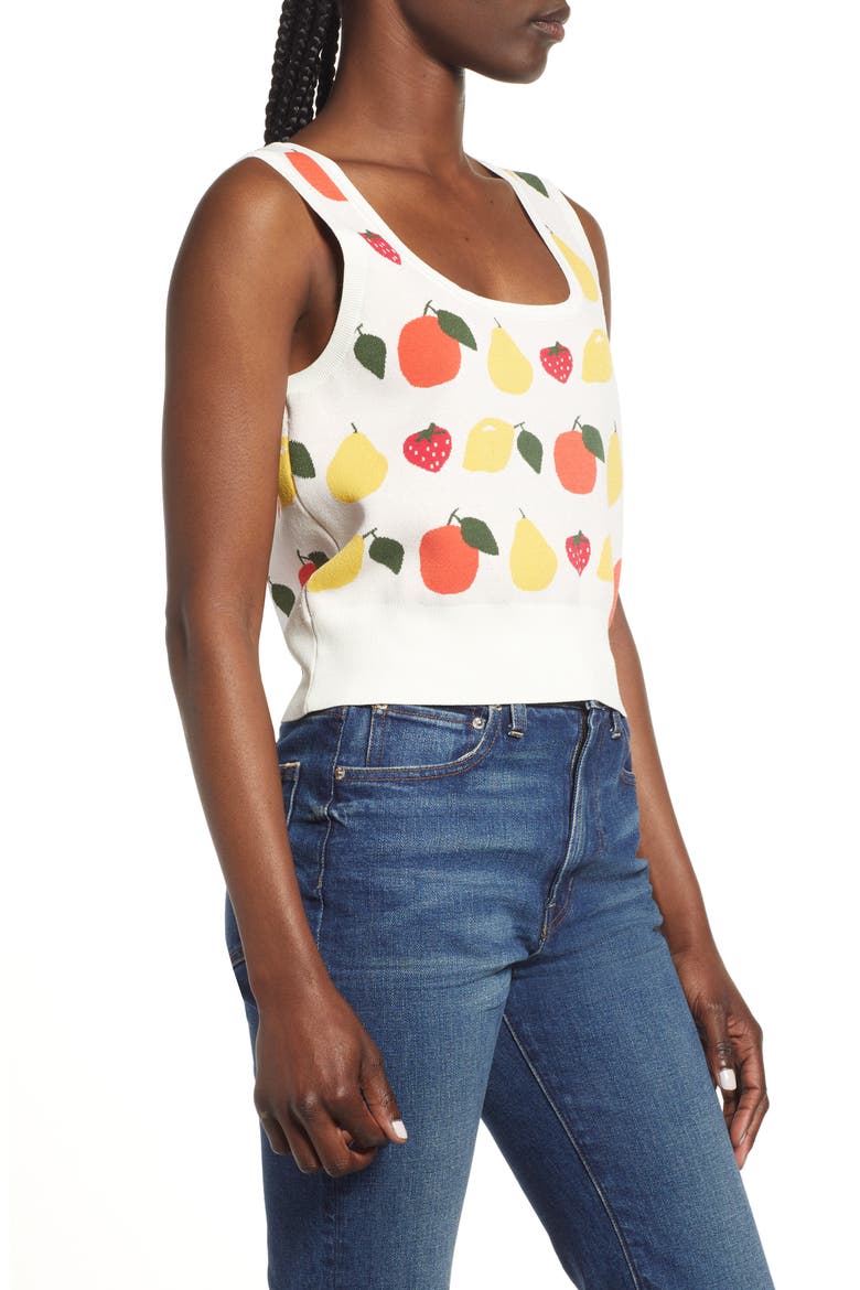 Jacquard Knit Fruit Crop Top, Alternate, color, OFFWHITE W. FRUIT JACQUARD