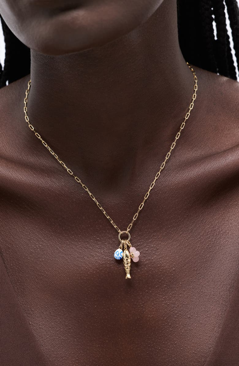 Ana Luisa Floral Charm Necklace, Alternate, color, Gold