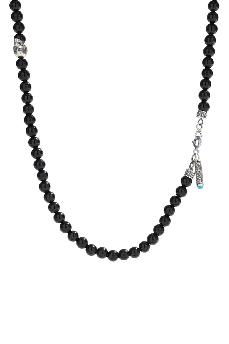 Onyx Bead Necklace, Alternate, color, BLACK