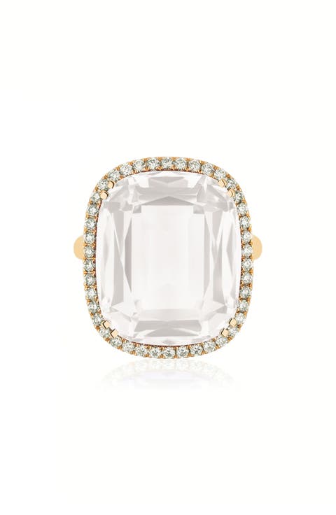 Gossip Cushion Cut Blue Topaz & Diamond Cocktail Ring