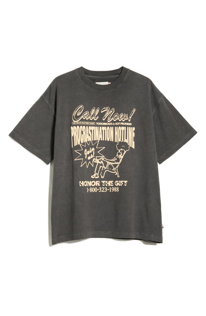 HONOR THE GIFT Procrastination Hotline Graphic Cotton T-Shirt, Main, color, Black