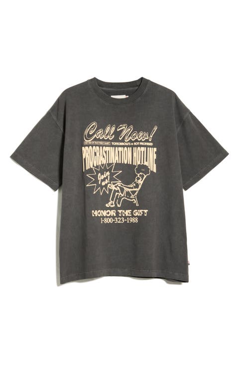Procrastination Hotline Graphic Cotton T-Shirt