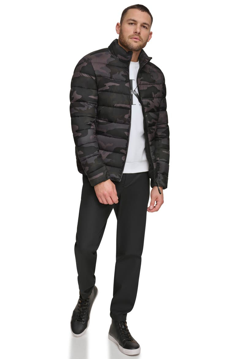 Stretch Puffer Jacket, Alternate, color, BLACK CAMO
