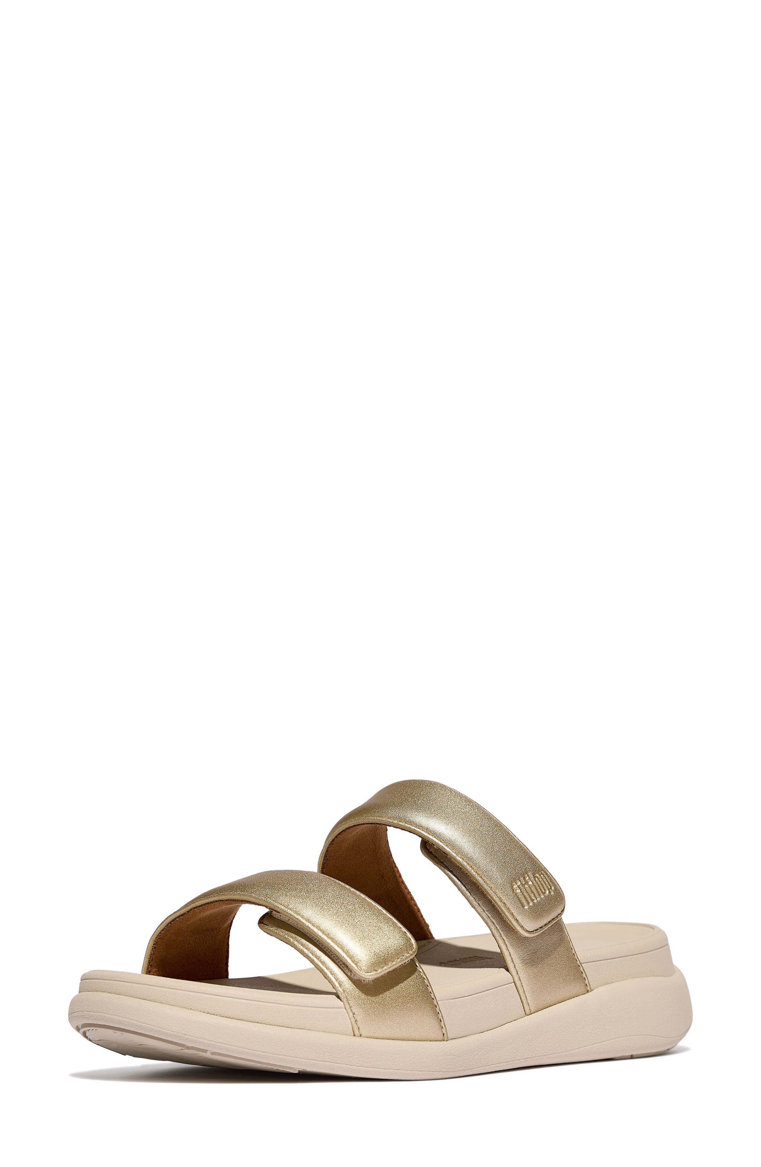 FitFlop F-Mode Go Adjustable Platform Slide Sandal, Alternate, color, Platino