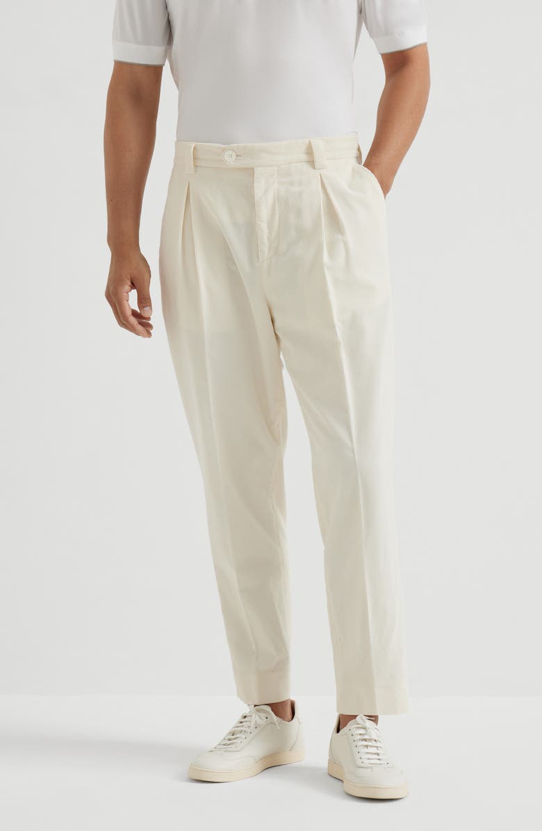 Brunello Cucinelli Trousers with tee holder, Alternate, color, Off-White