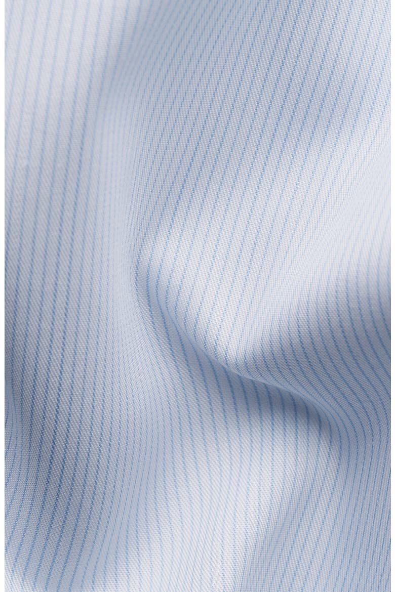 Contemporary Fit Pinstripe Cotton Twill Dress Shirt, Alternate, color, LIGHT BLUE