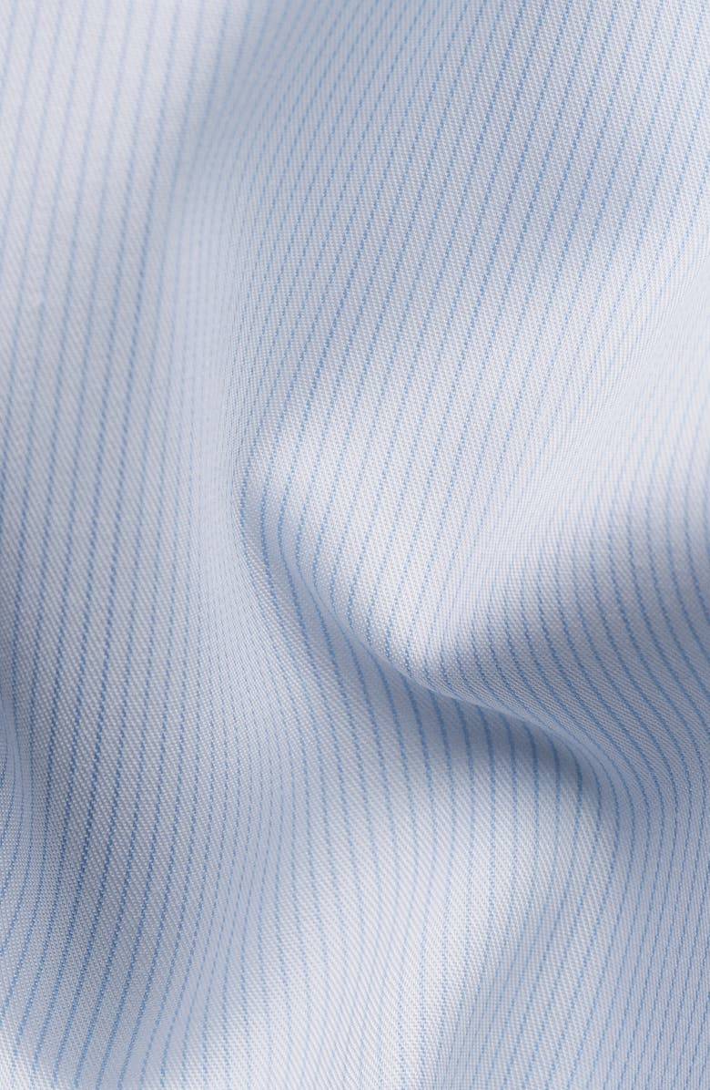 Eton Contemporary Fit Pinstripe Cotton Twill Dress Shirt, Alternate, color, Light Blue