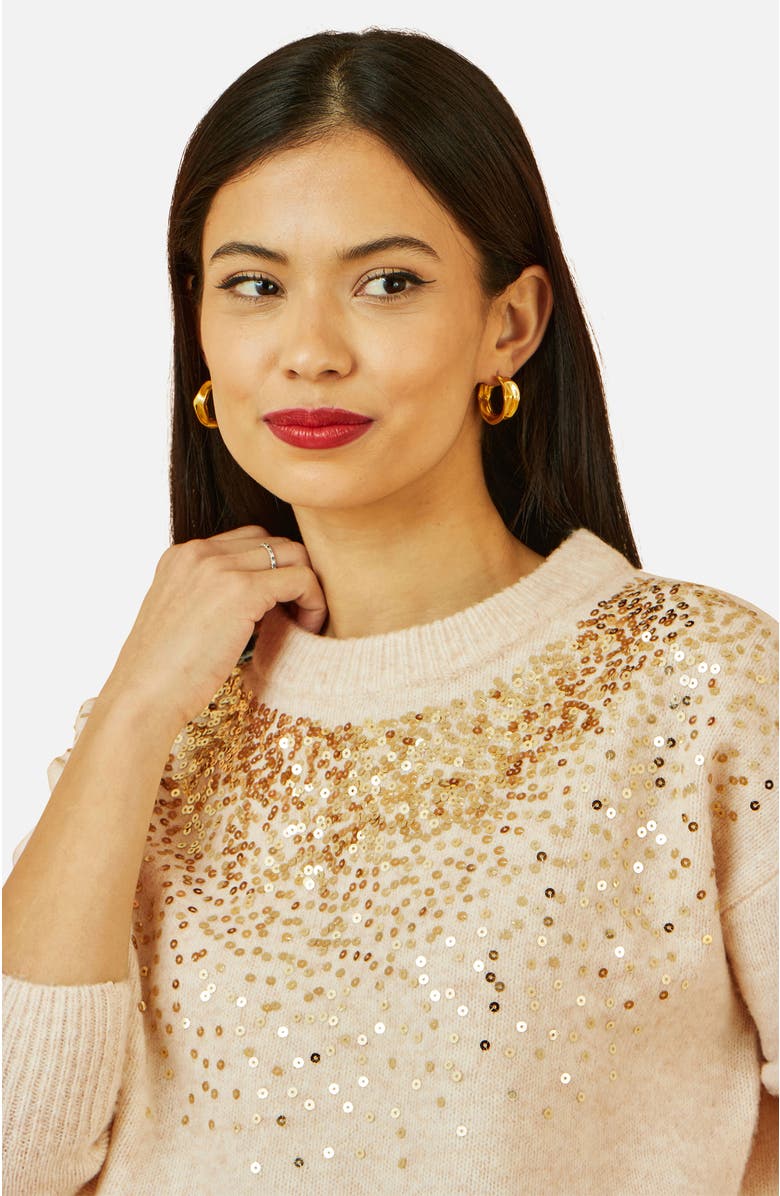 Yumi Relaxed Knitted Sequin Sweater, Alternate, color, Oatmeal