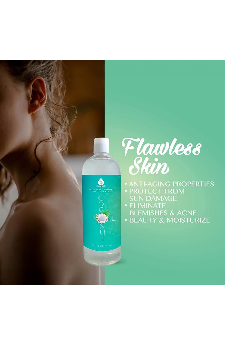 PURSONIC 100% Pure Oil for Massages, Therapeutic Recipes & Essential Oils, Fractionated Coconut, 32 Fl Oz, Alternate, color, Green