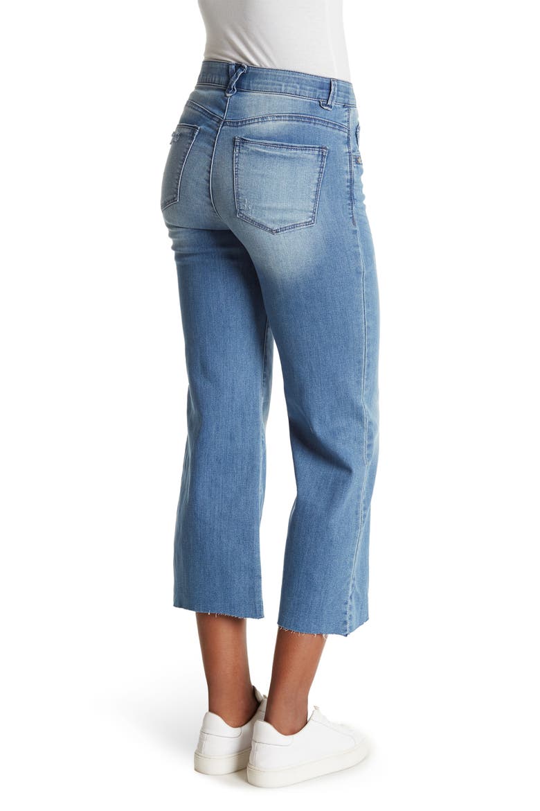 Button Fly Wide Leg Crop Jeans, Alternate, color, BLUE