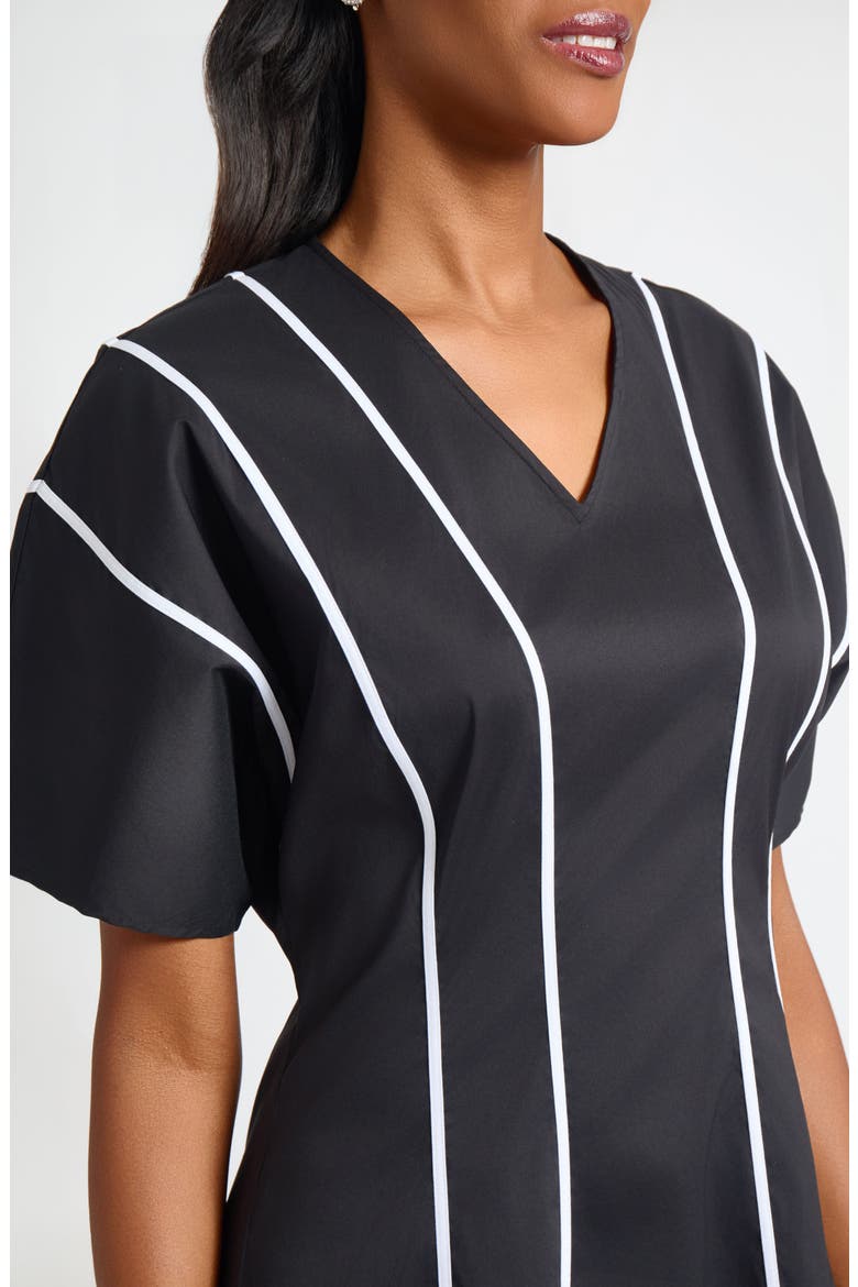 Stripe Flare Dress, Alternate, color, BLACK/ WHITE