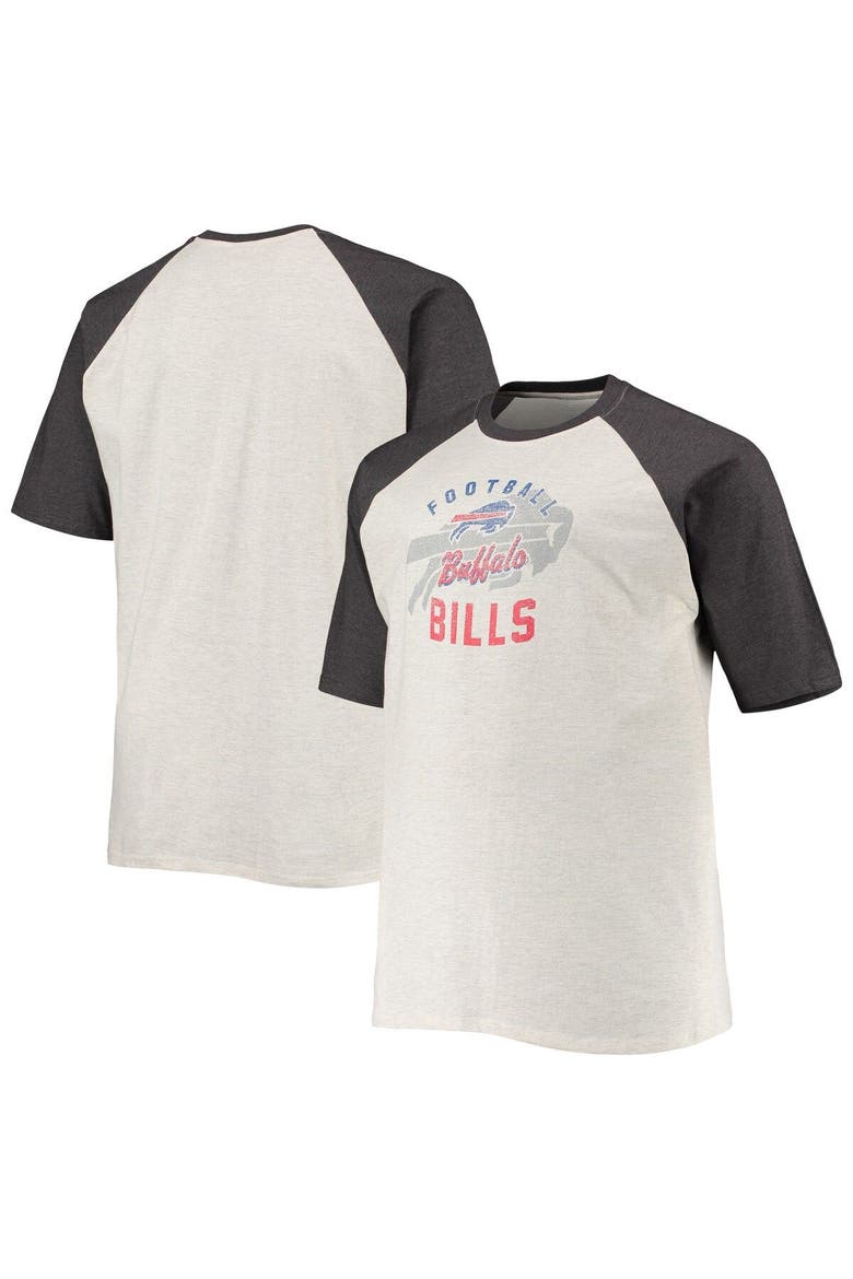 Men's Oatmeal/Heathered Charcoal Buffalo Bills Big & Tall Raglan T-Shirt, Alternate, color, Oatmeal