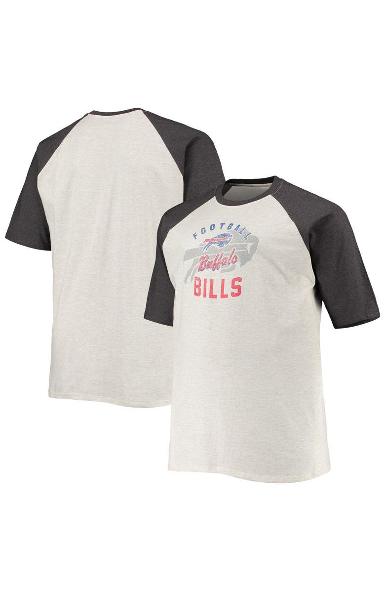 PROFILE Men's Oatmeal/Heathered Charcoal Buffalo Bills Big & Tall Raglan T-Shirt, Alternate, color, 