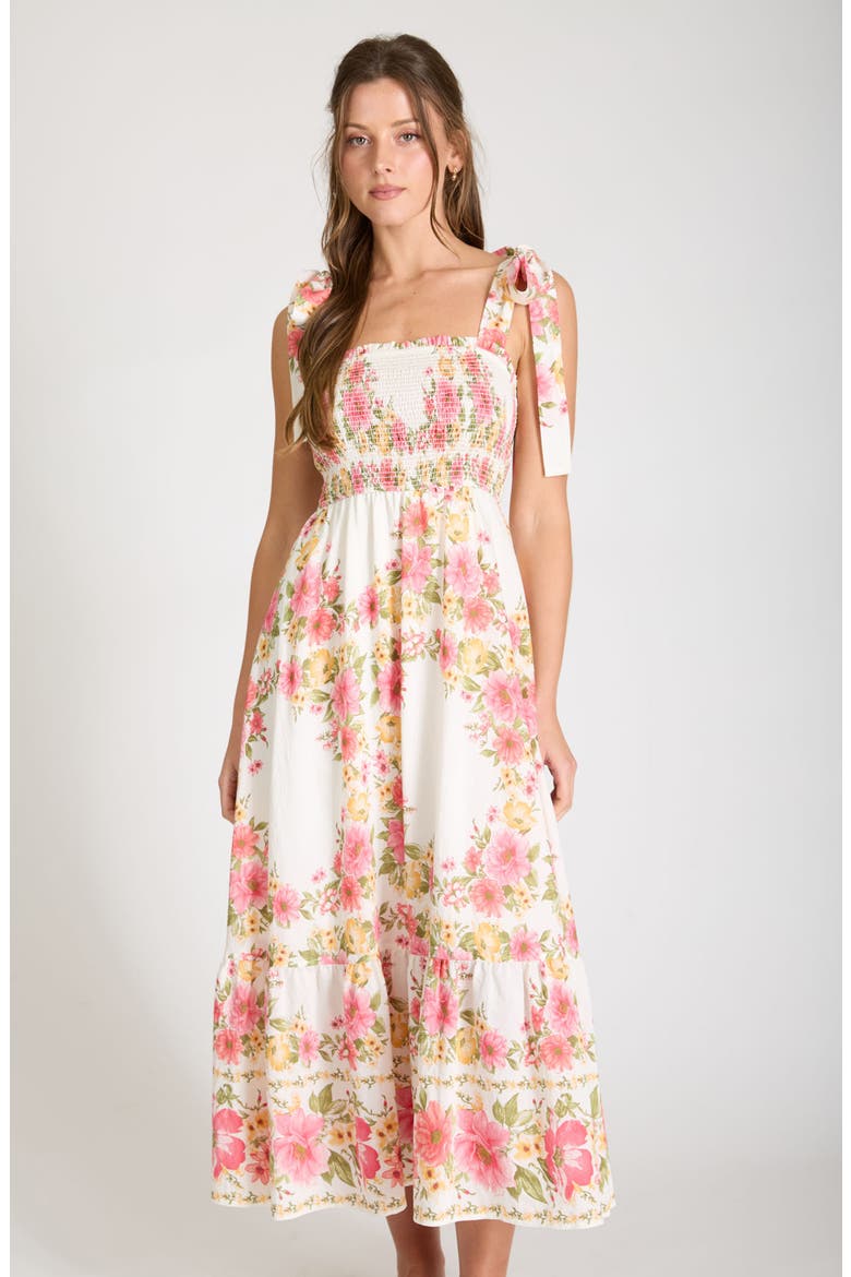 Floral Midi Dress, Alternate, color, RED MULTI