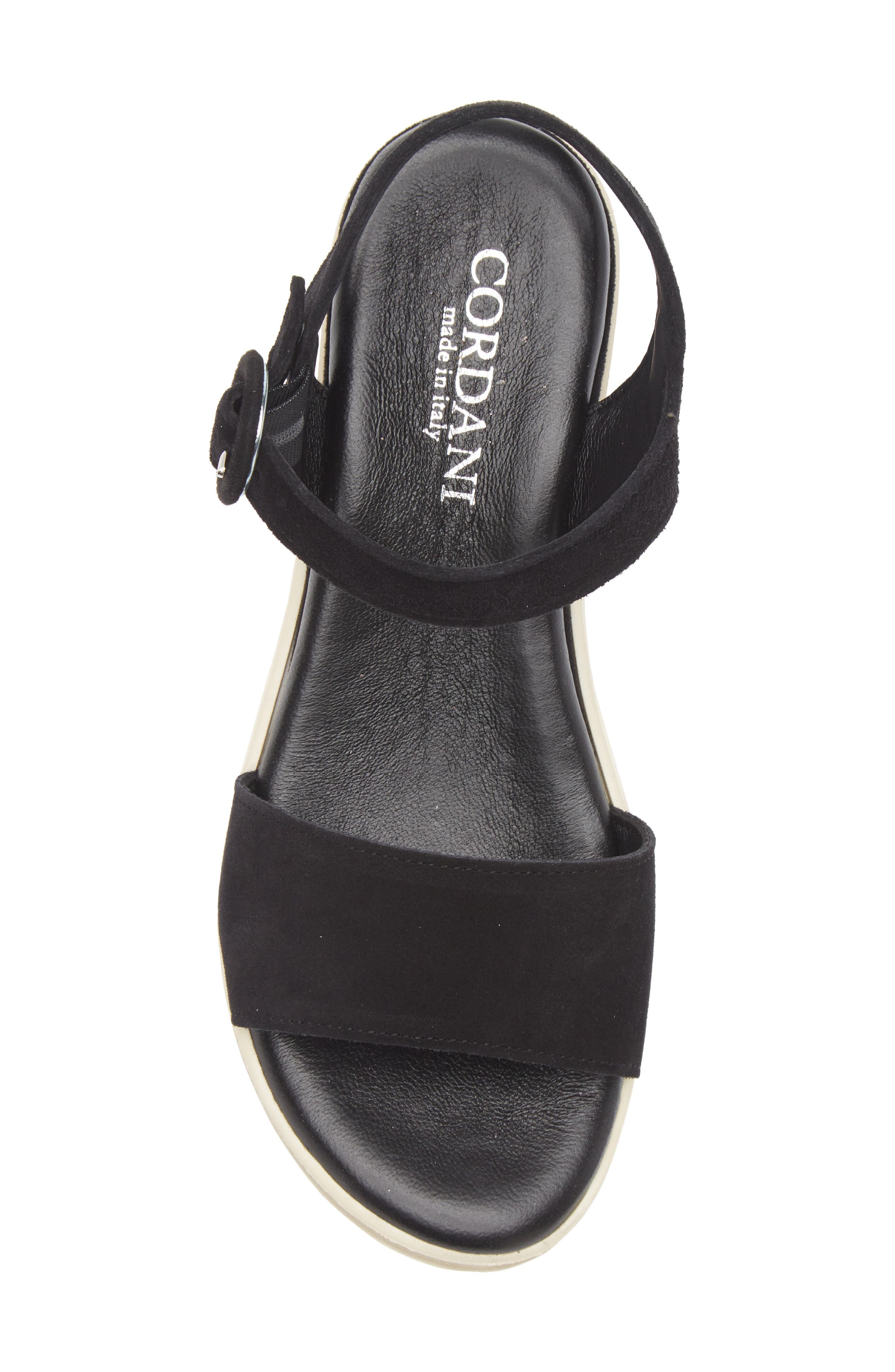 Cordani Arielle Ankle Strap Platform Wedge Sandal, Alternate, color, Black Suede