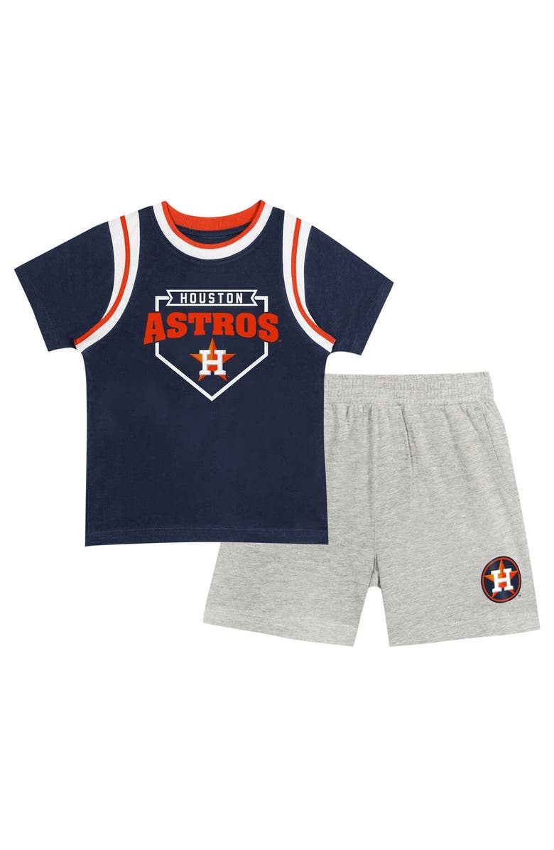 Outerstuff Toddler Fanatics Branded Navy/Gray Houston Astros Bases Loaded T-Shirt & Shorts Set, Main, color, 